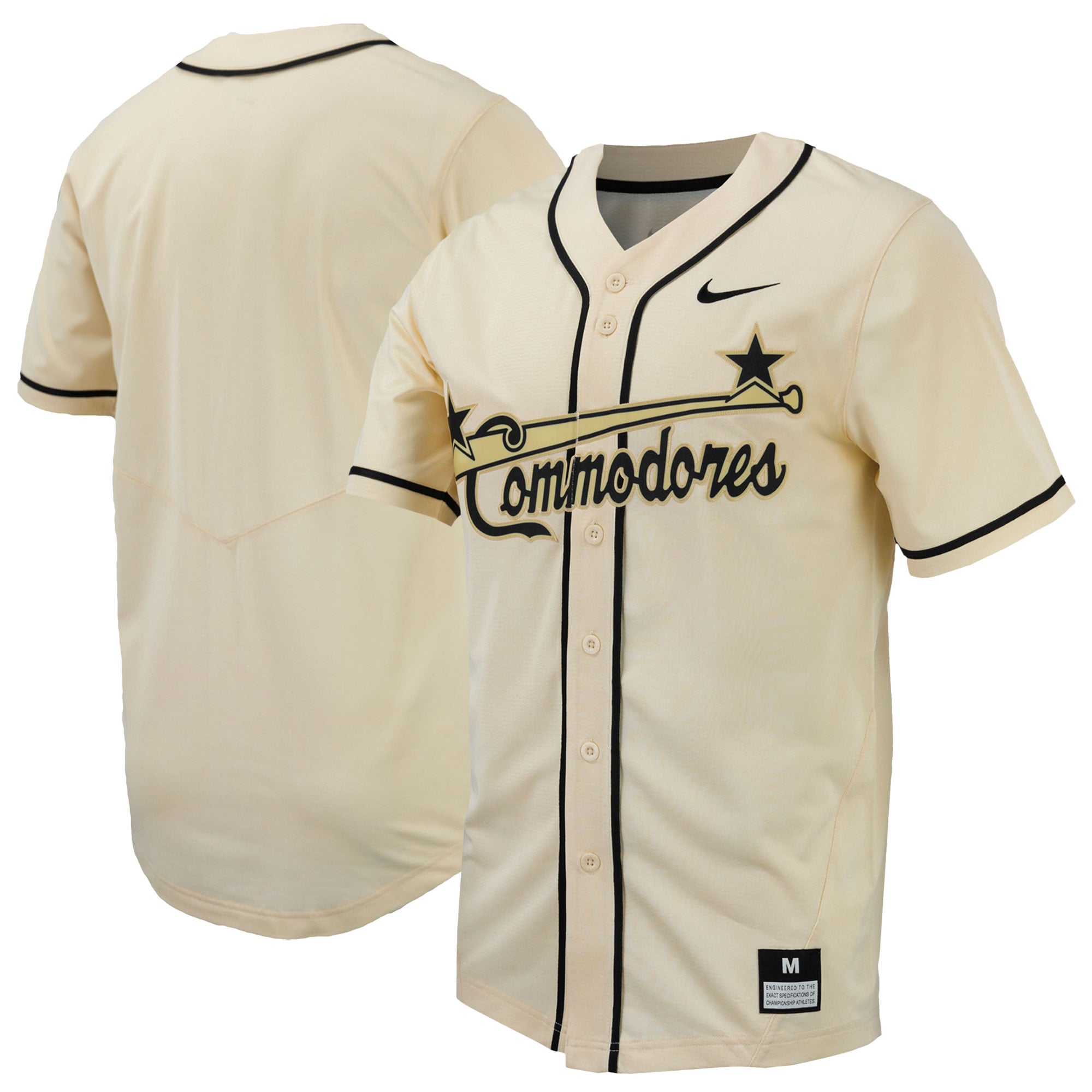 [NJP] Vanderbilt Commodores Replica Full-Button Baseball Jersey - Natural