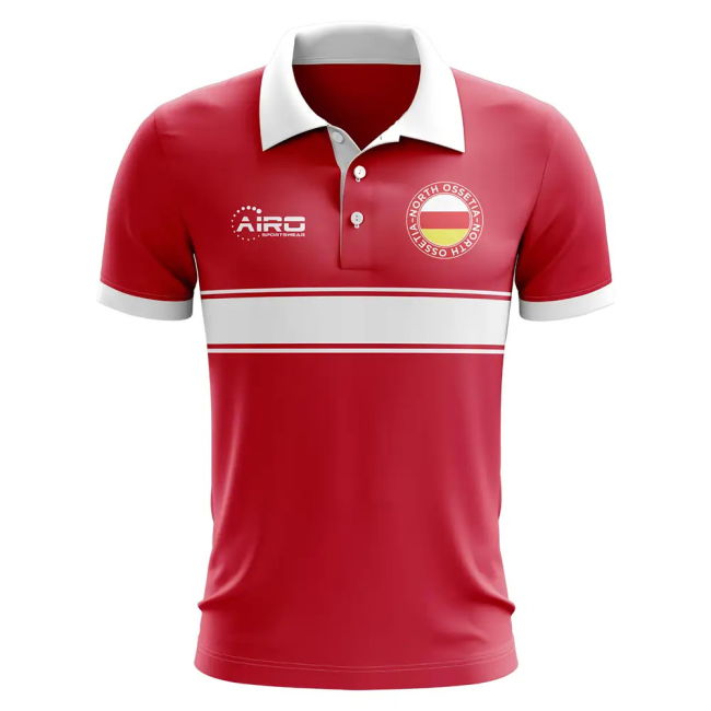 World North Ossetia Concept Stripe Polo Shirt (Red) High