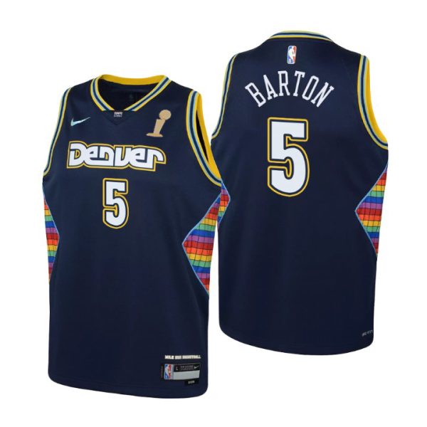 Denver Nuggets #5 Kentavious Caldwell-Pope Nike Navy Youth 2023 NBA Finals Champions Swingman Jersey ¨C City Edition