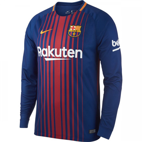 Barcelona Home 201718 LS Soccer Jersey Shirt - Official Replica 12393