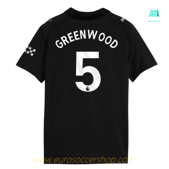 2025-2026 Man City Away Shirt (Kids) (Greenwood 5)