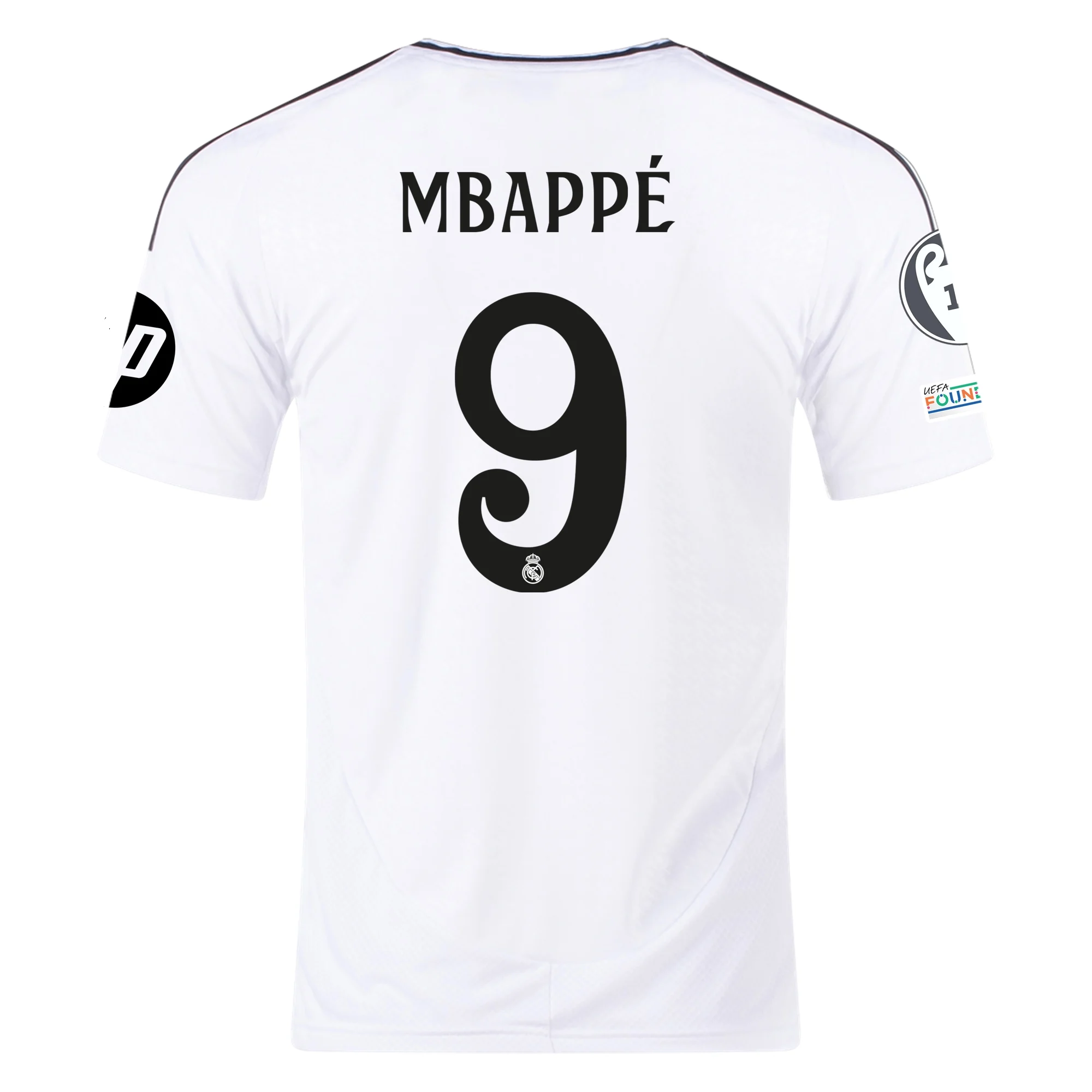 Kylian Mbappe Real Madrid Home Soccer Jersey 24/25 Champions League White Black
