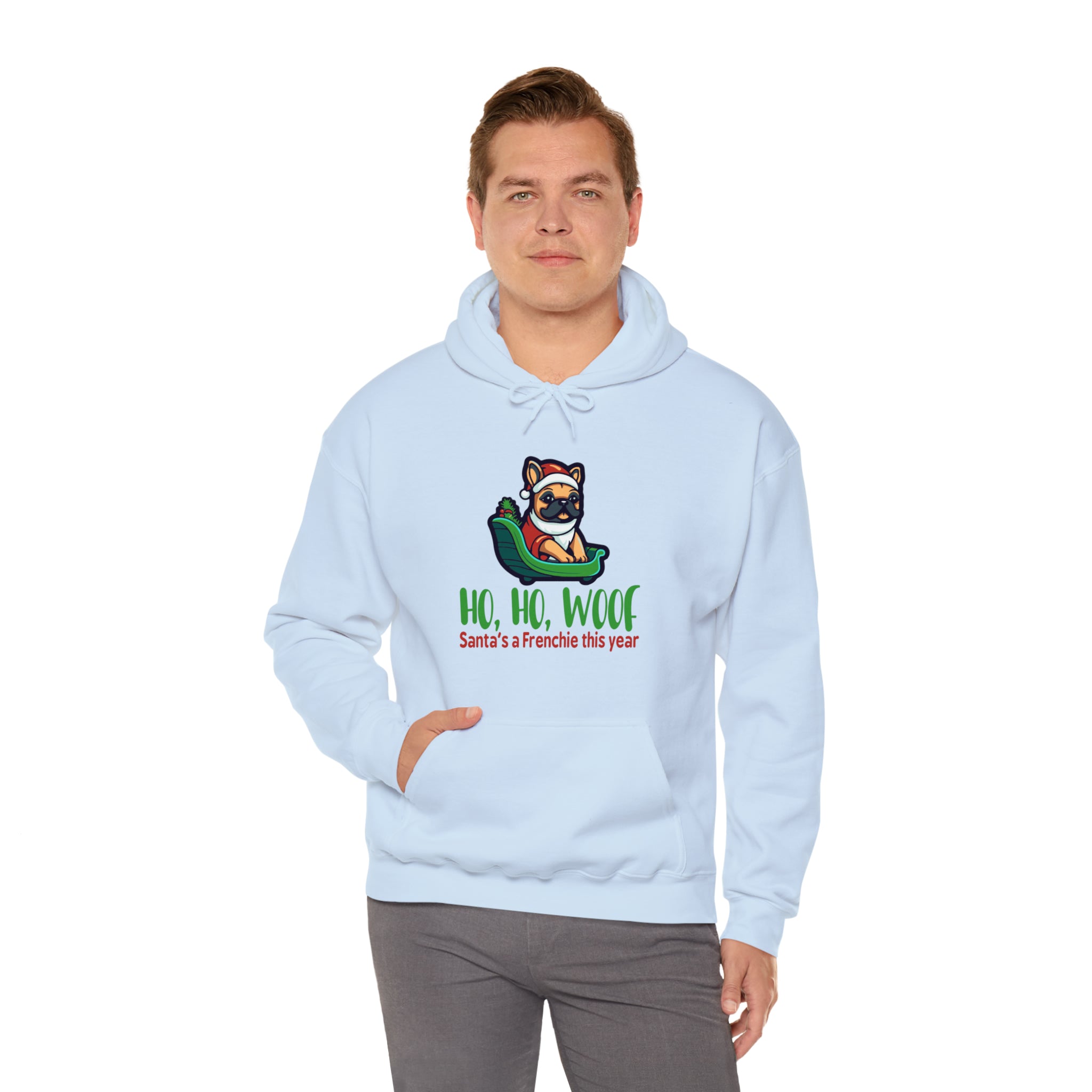 French Bulldog Ho Ho Woof Unisex Hoodie Useful Frenchie Gear