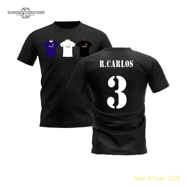 High-Quality Real Madrid 2002-2003 Retro Shirt T-Shirt (Black) (R.Carlos