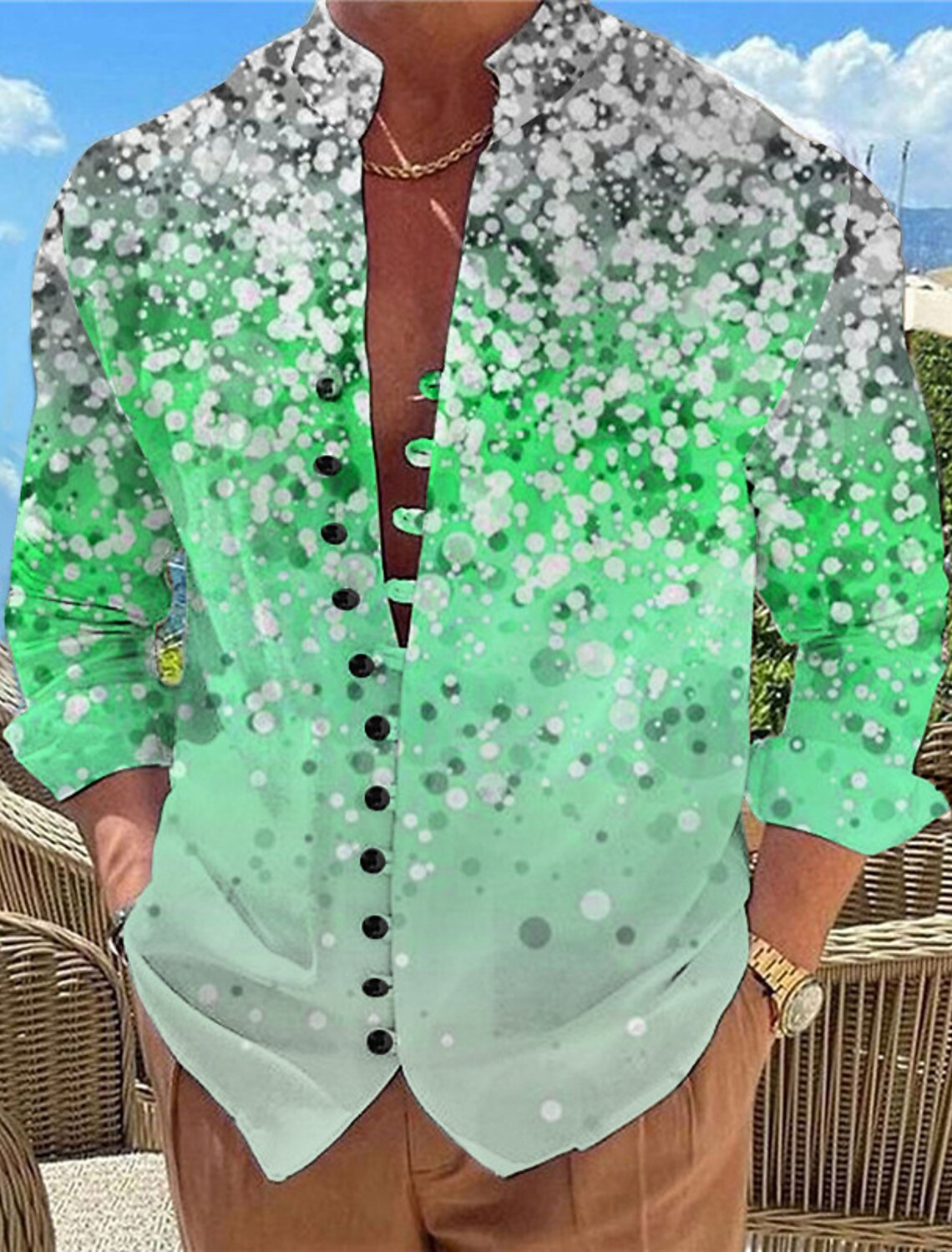 Men's Color Gradient Shirt Button Up Long Sleeve Casual Daily Wear