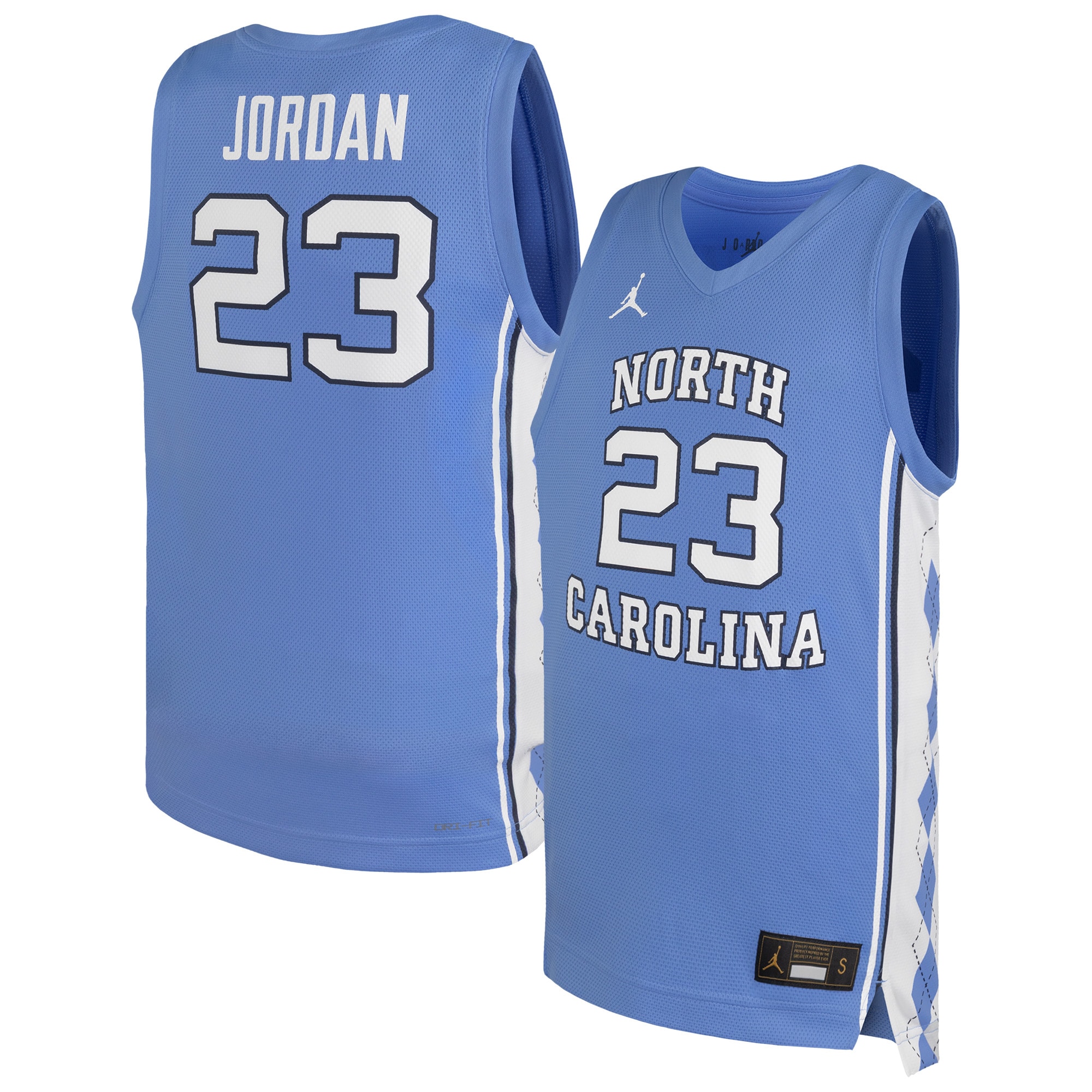 [NJP] Michael Jordan North Carolina Tar Heels Youth Replica Basketball Jersey - Carolina Blue