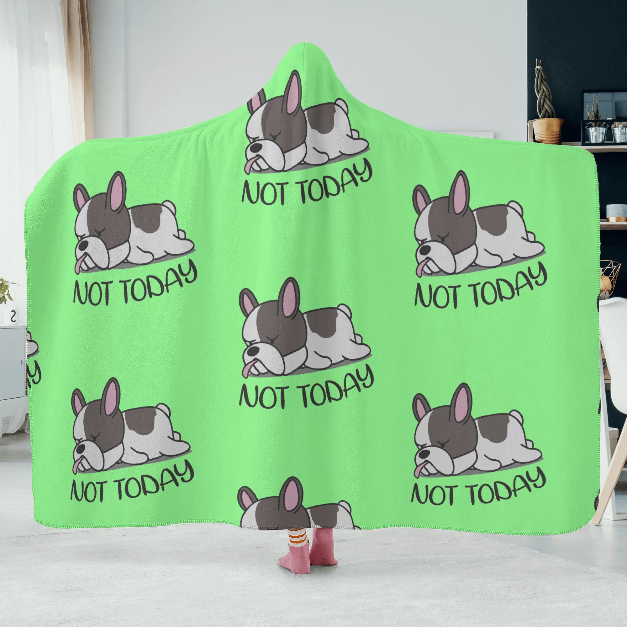 French Bulldog Not Today Hooded Blanket Useful Frenchie Gear