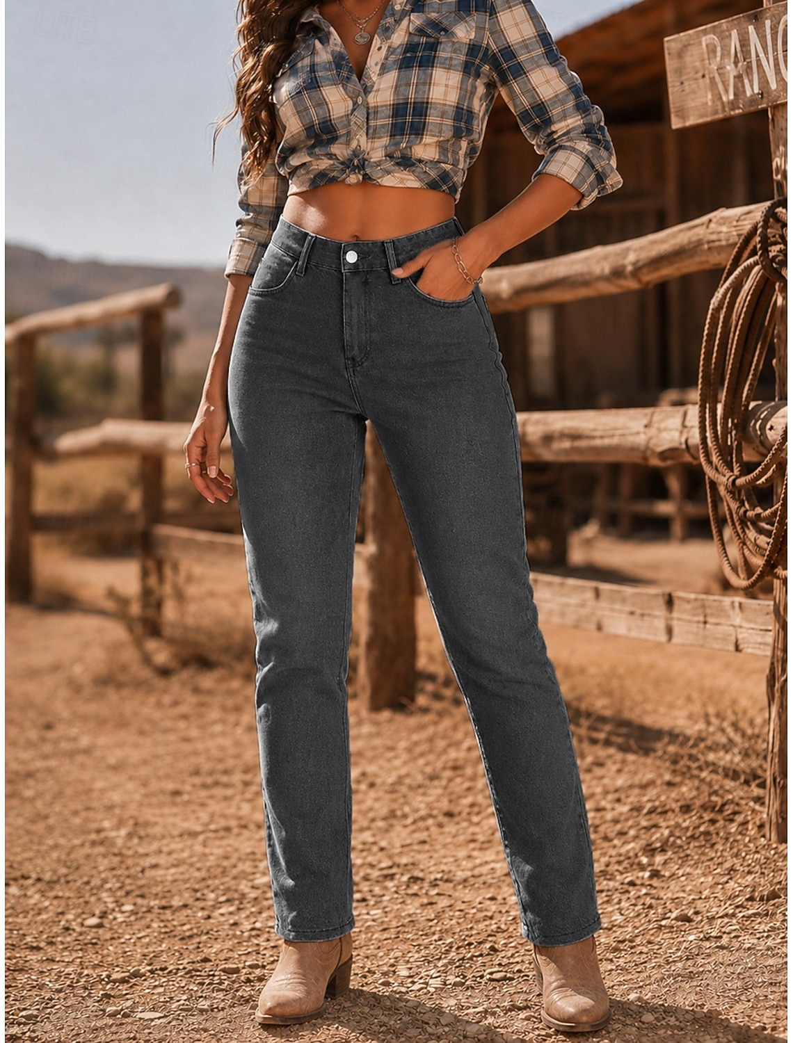 Women's Jeans denim Skinny Pants Chinos Fashion Full Length High Waist Comfort Inelastic Vacation Formal Black Light Blue Gray Spring Slim Fit