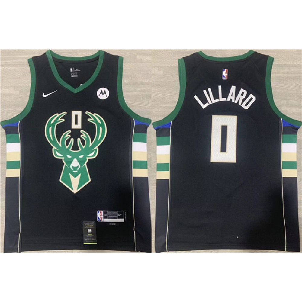 Fan Favorite Genuine Men's MIL #0 Damian Black Basketball Jersey