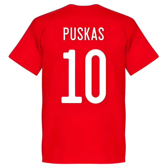 Hungary Puskas 10 Team T-Shirt - Red Oranje Euro Netherlands