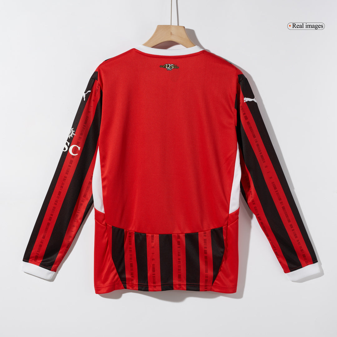 AC Milan Home Long Sleeve  Soccer Jersey 2024/25 Authentic Kit
