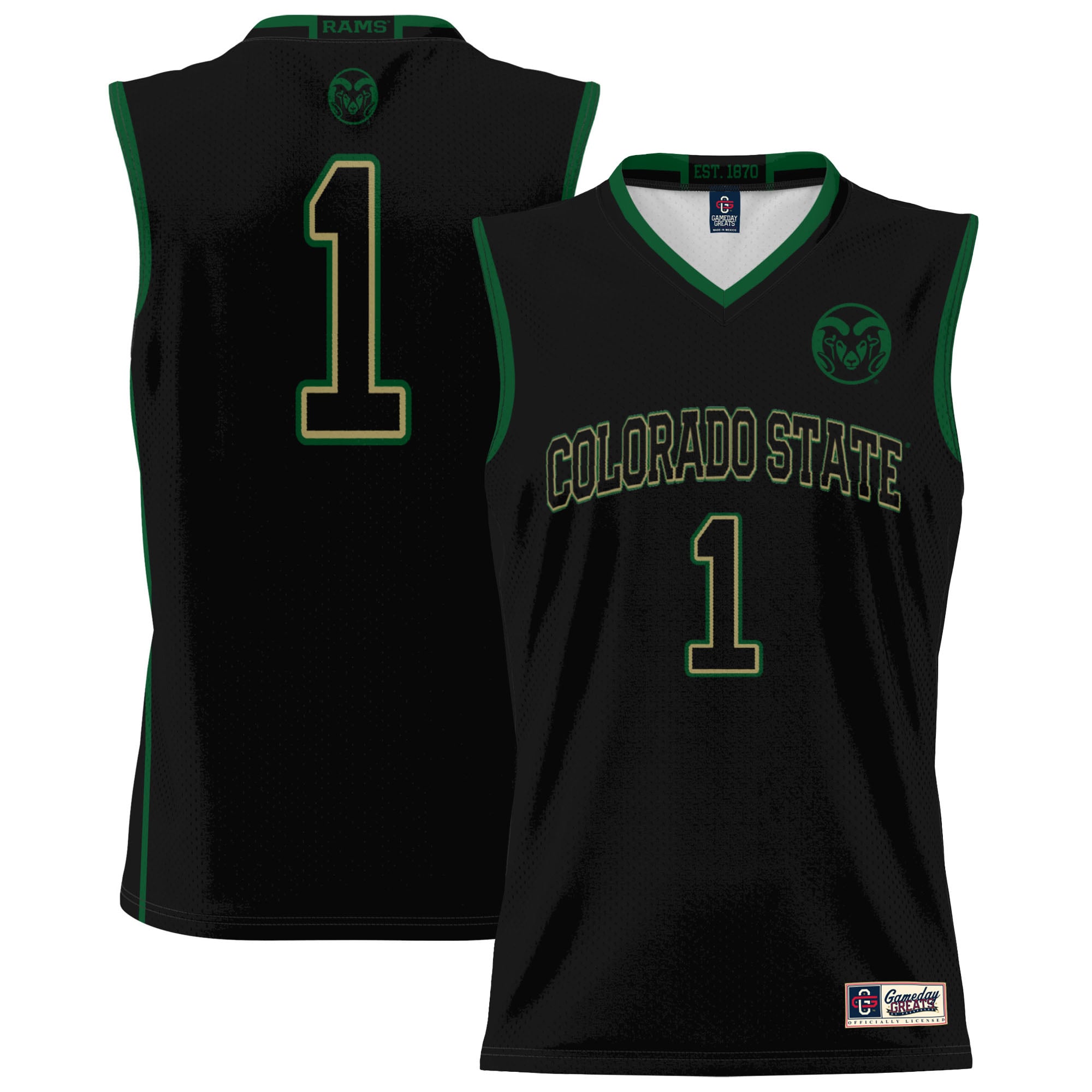 #1 Colorado State Rams GameDay Greats Unisex Lightweight Basketball Jersey - Black