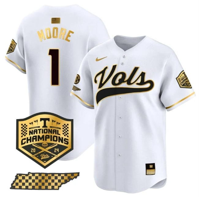 Men's None White 2024 breathable Christian Moore #1 comfortable Jersey