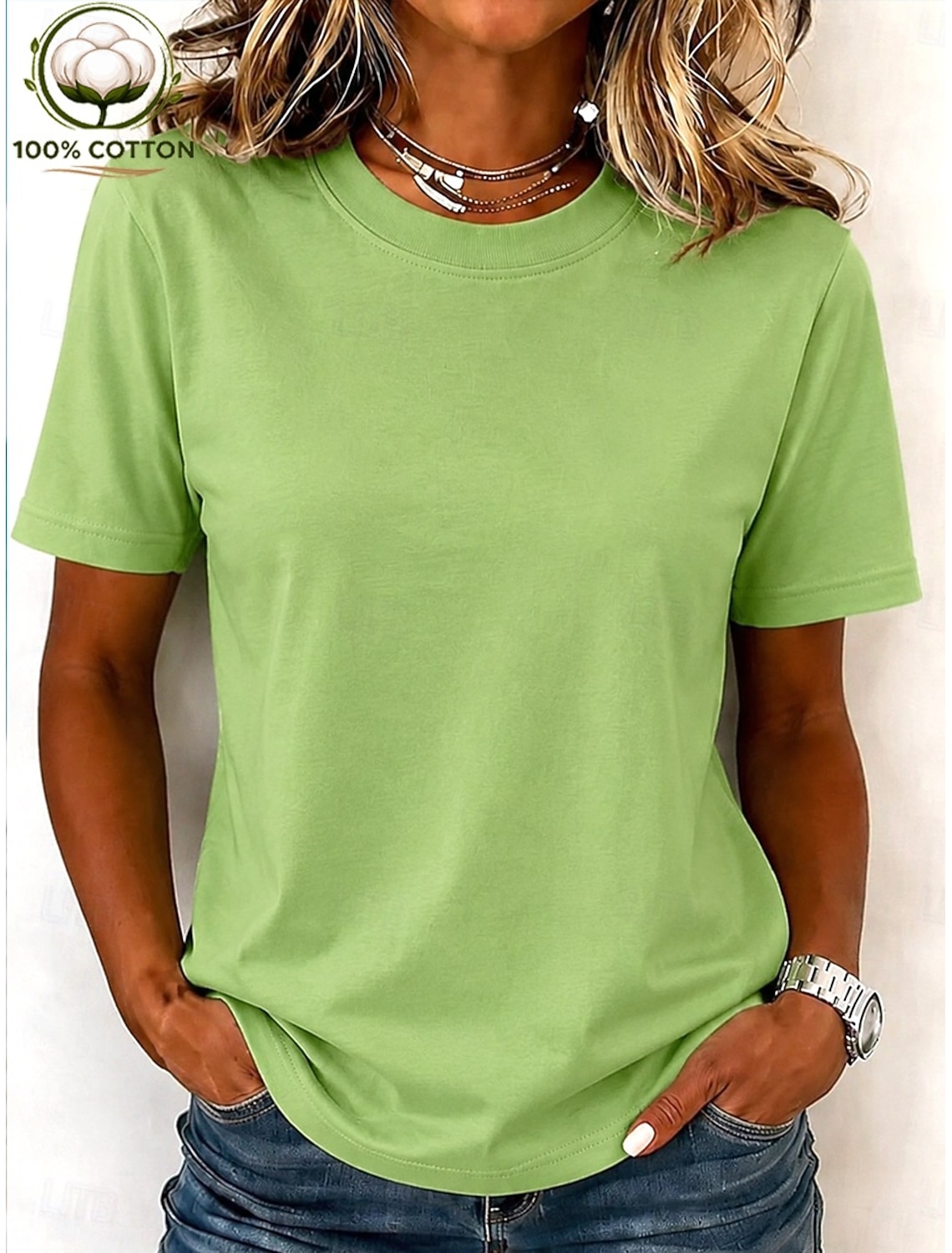 Women's 100% Cotton T-Shirts - Quality Basic Short Sleeve V Neck Tee