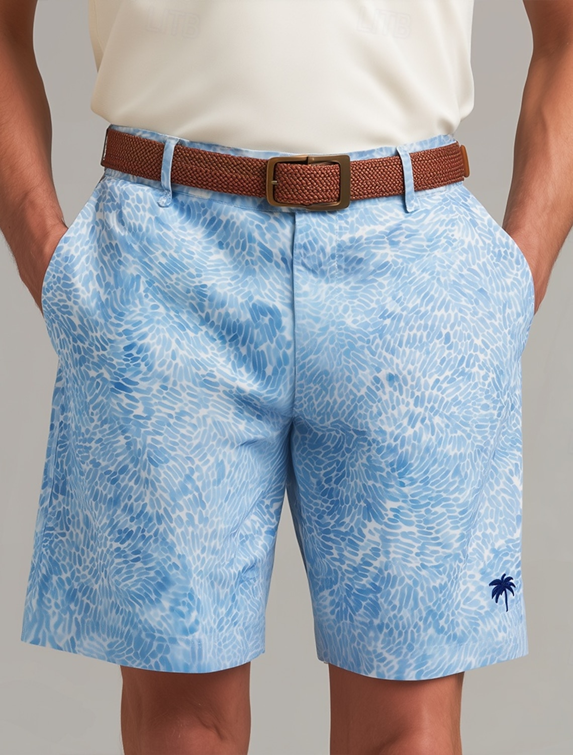 Men's Geometric Coconut Tree Abstract Art Shorts Casual Shorts Golf Shorts Mid Waist Classic Work Beach Sports Outdoor Flat Front Shorts with 4 Pockets Designer Clothing Apparel