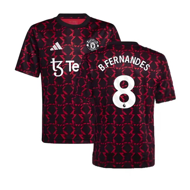 retro 2024-2025 Man Utd Pre-Match Shirt (Black) - Kids (B.Fernandes 8)