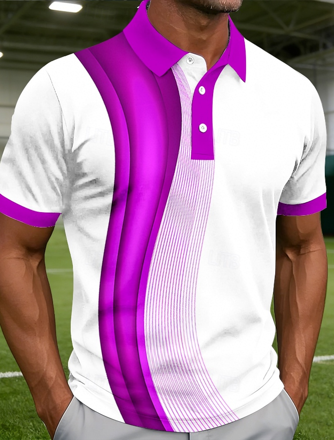 Men's Golf Line Polo Sports Shirts Short Sleeve Collared Casual