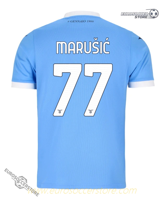 Lazio's 25-26 Season Home Jersey Featuring MARUŠIĆ with Number 77