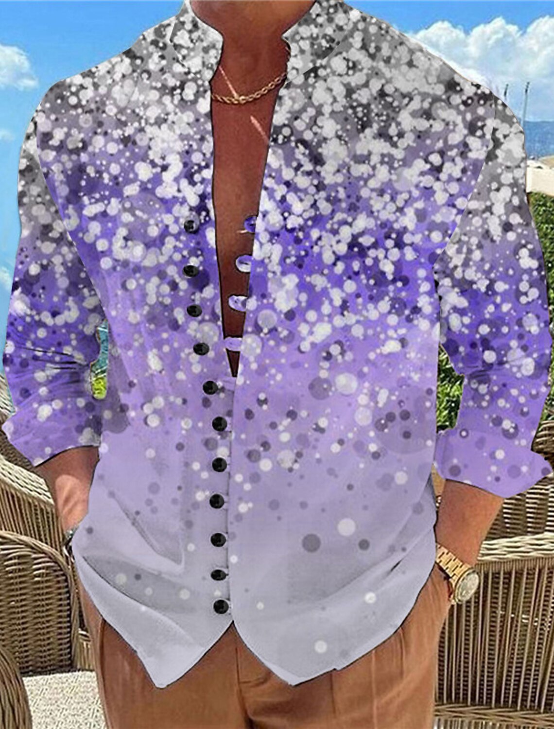 Men's Color Gradient Shirt Button Up Long Sleeve Casual Daily Wear