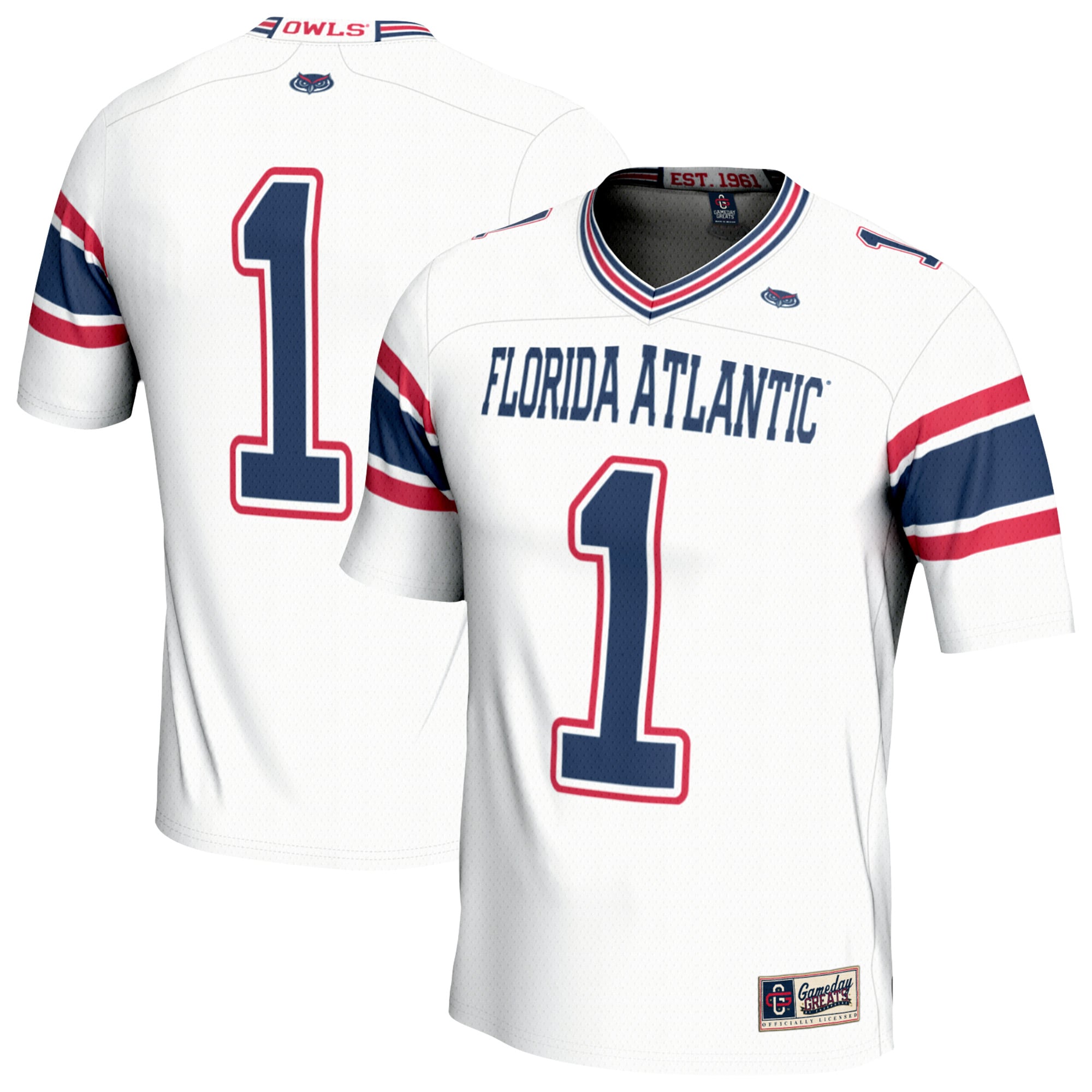 #1 Florida Atlantic Owls GameDay Greats Unisex Lightweight Football Jersey - White