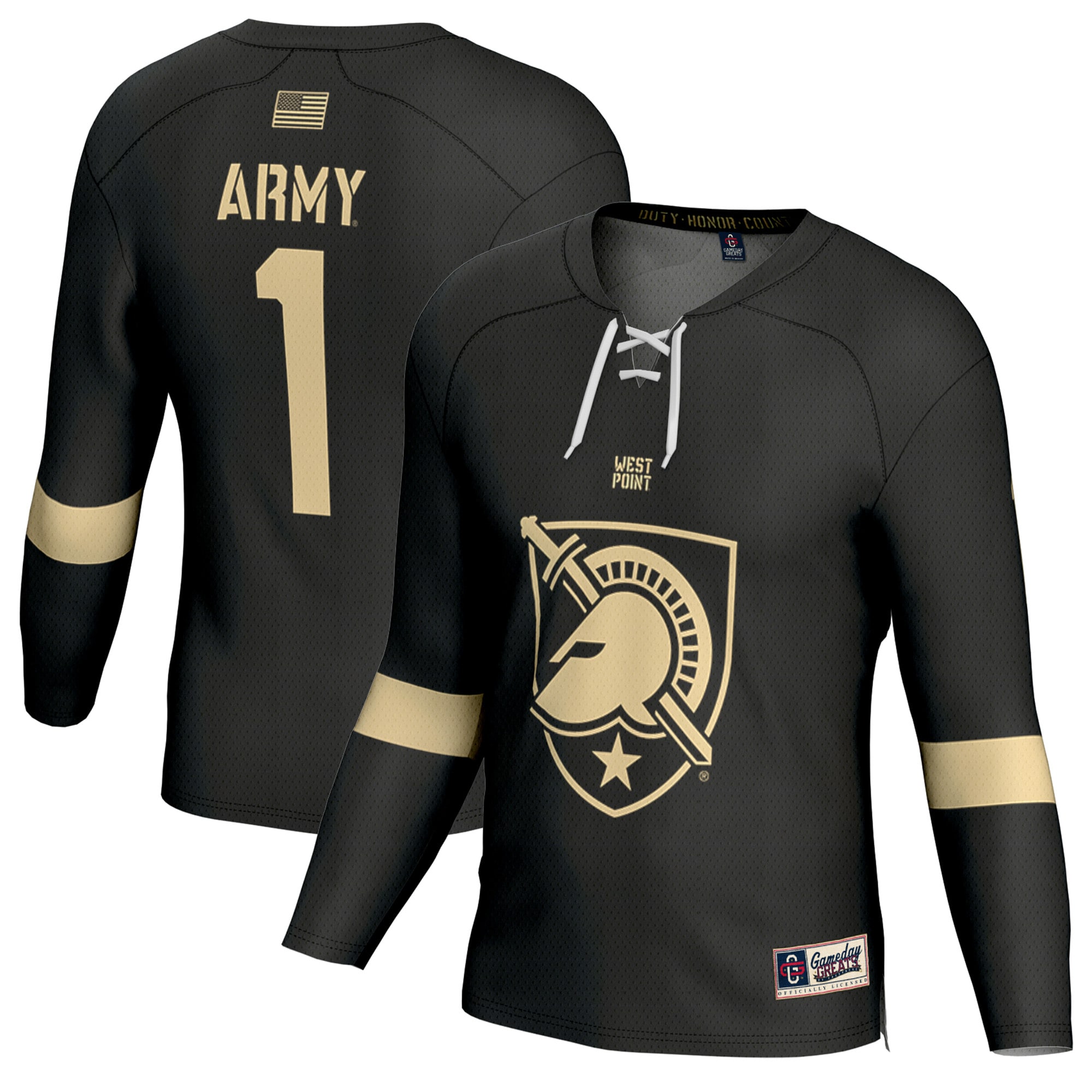 [NJP] Army Black Knights GameDay Greats Youth Ice Hockey Fashion Jersey - Black