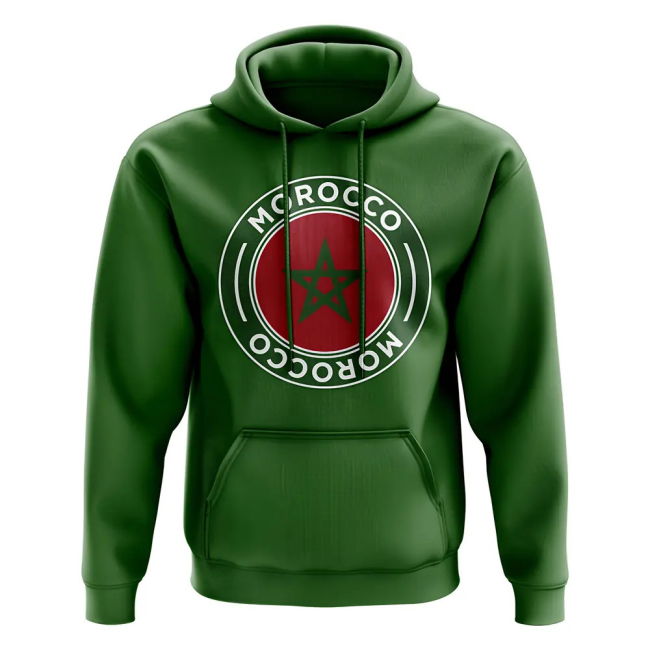 Exclusive-Design Morocco Football Badge Hoodie (Green) Pro-Grade