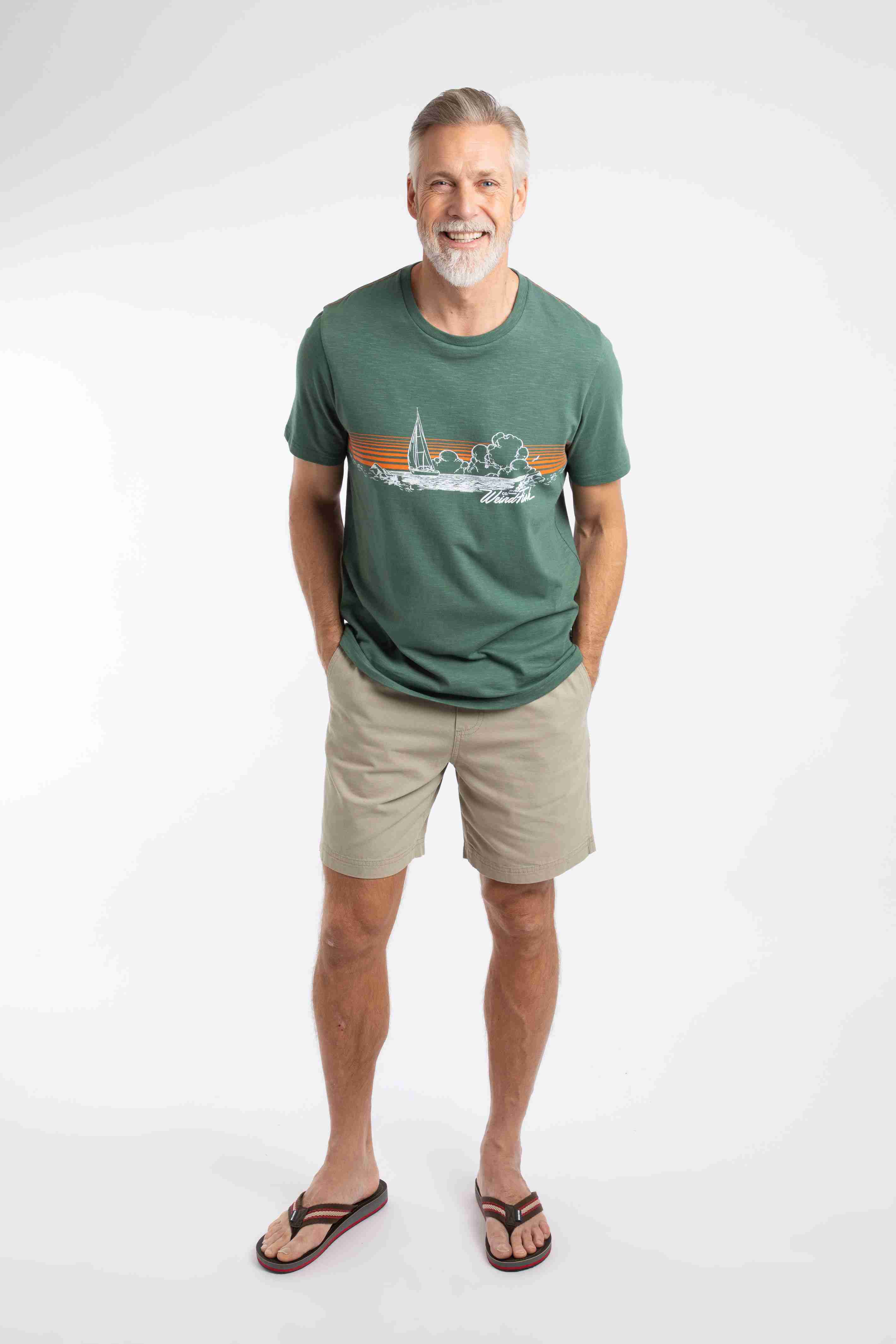 Nautical Sky Front Print Graphic T-Shirt Dusky Green