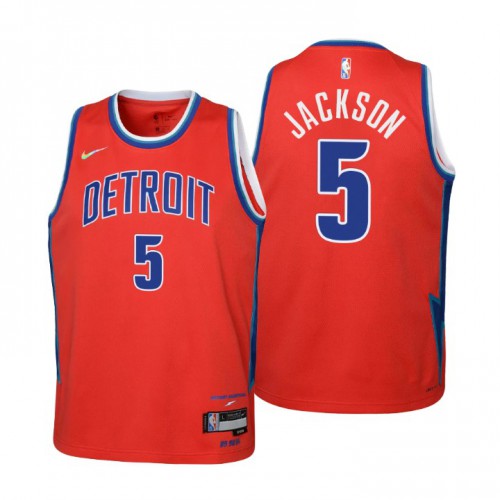 Detroit Detroit Pistons #5 Frank Jackson Youth Nike Red 2021/22 Swingman Jersey ¨C City Edition Youth
