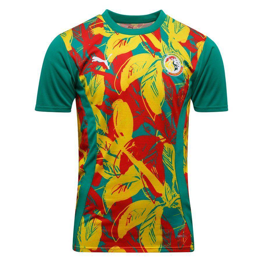 Senegal Training T-Shirt Pre Match Africa Cup of Nations 2025 - Green/Faster Yellow/Puma Red