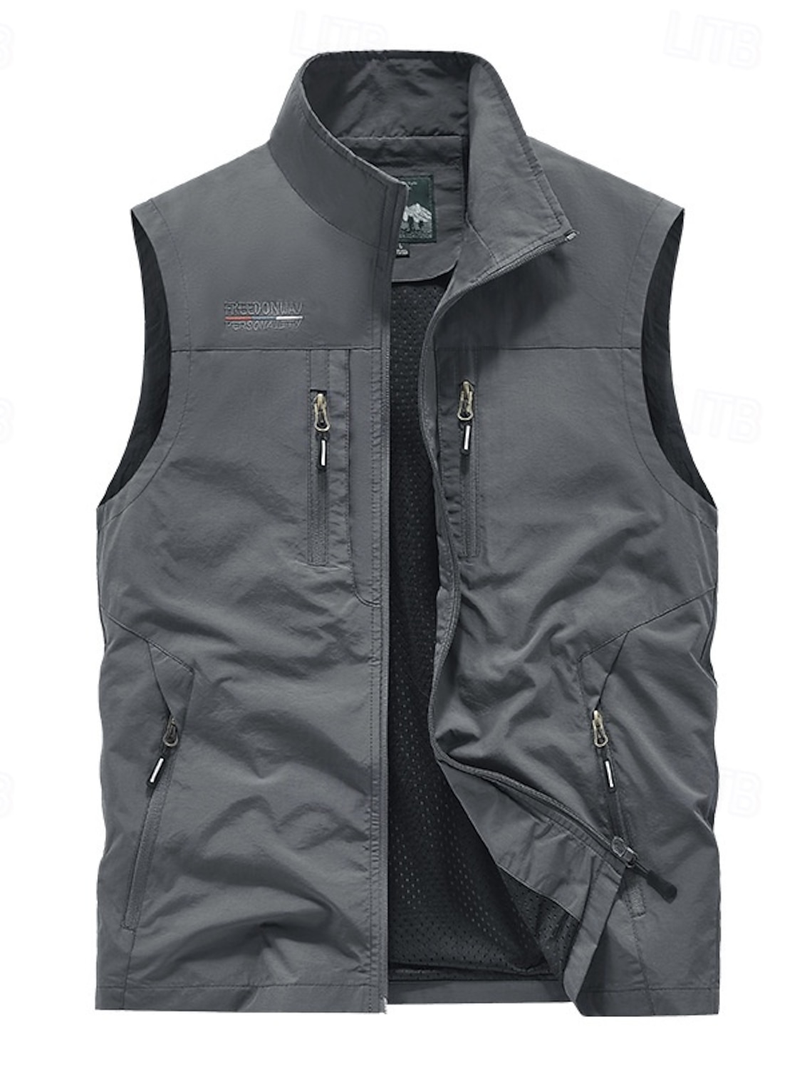 Men's Outdoor Vest Vest Fishing Vest Outdoor Daily Fashion Casual Spring Fall Pocket Polyester Comfortable Plain Zipper Stand Collar Regular Fit Black Orange Khaki Army Green Vest