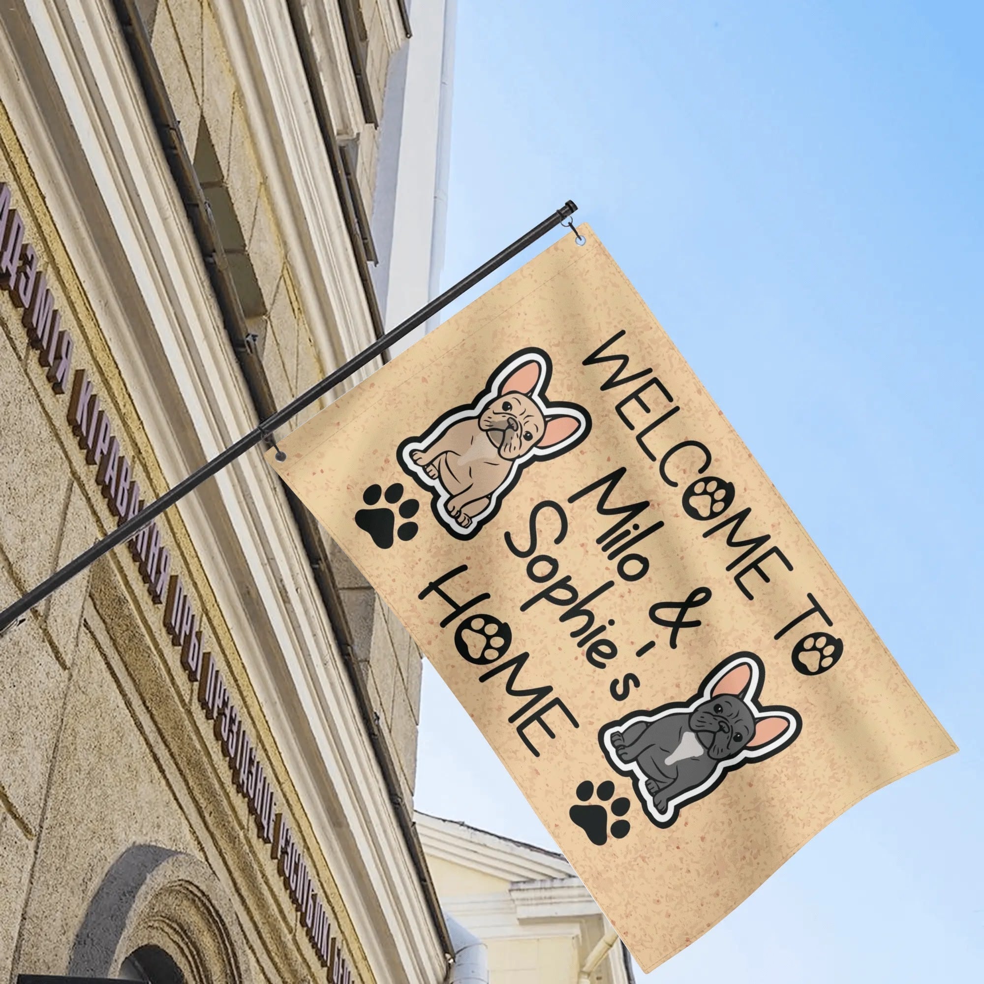 Cozy Personalized French Bulldog Garden Flag With Frenchie Name for Pet