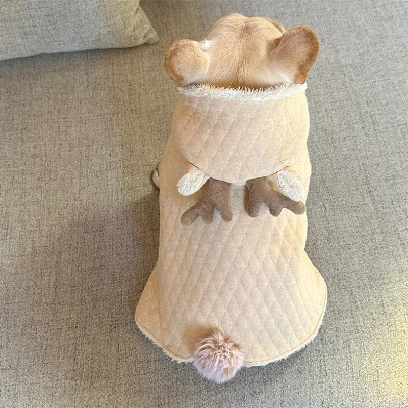 Trendy Antleruff French Bulldog Reindeer Costume – Warm Quilted Hoode...