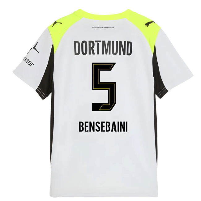 2025-2026 Borussia Dortmund Away Shirt - Kids (Bensebaini 5)