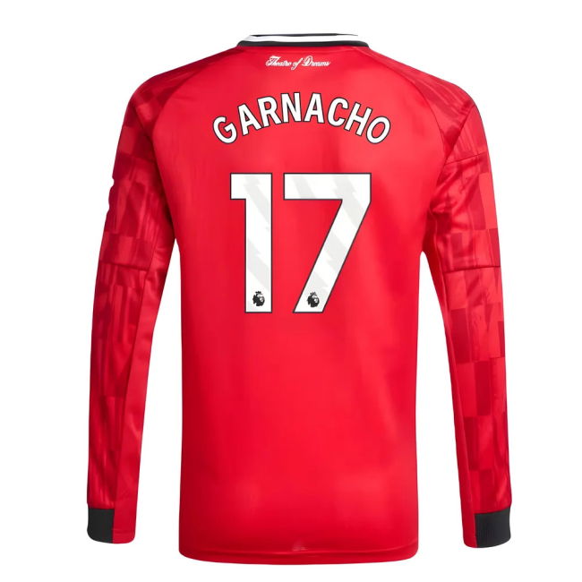 2025-2026 Man Utd Long Sleeve Home Shirt (Kids) (Garnacho 17)
