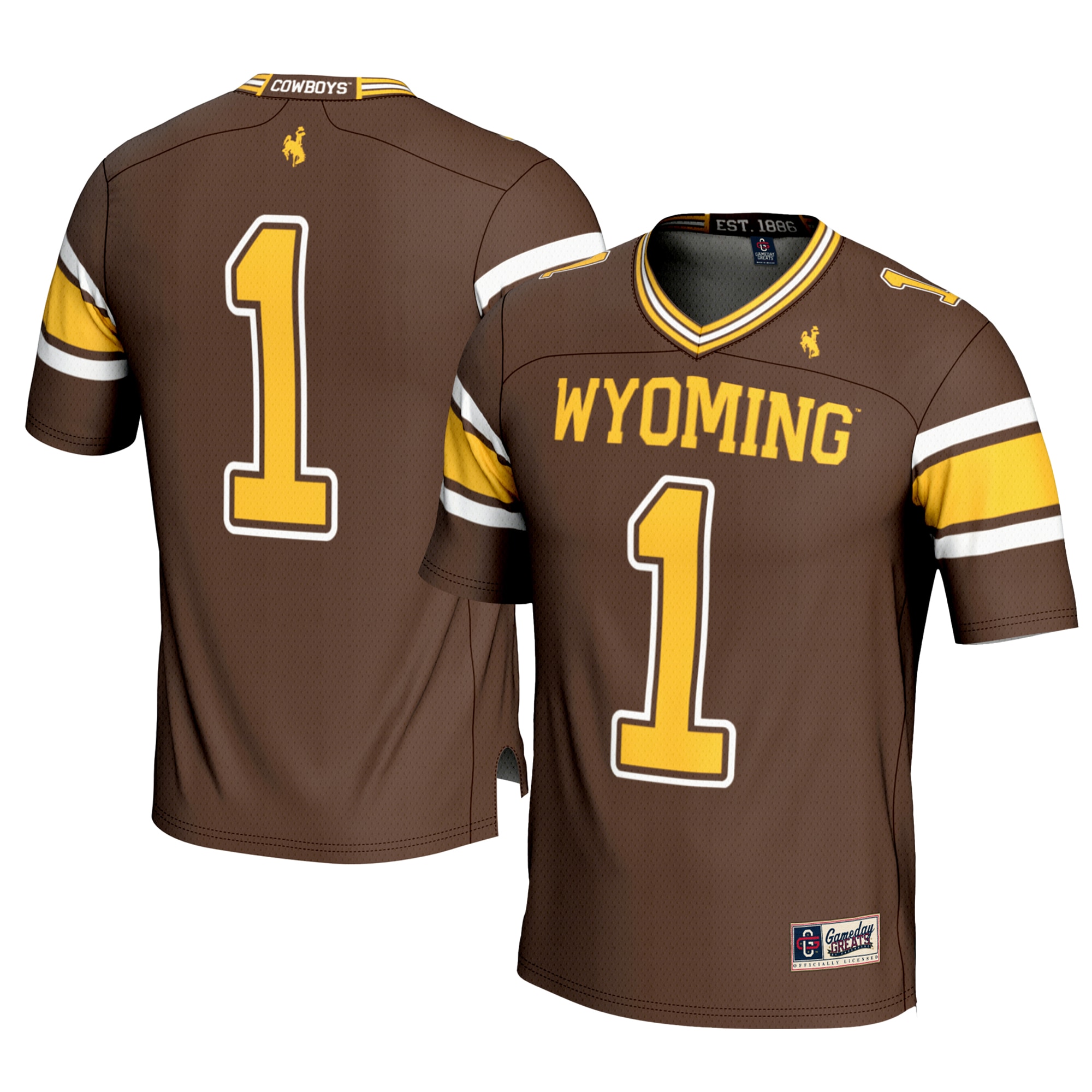 #1 Wyoming Cowboys GameDay Greats Youth 2026/2027 Football Jersey?�C Brown