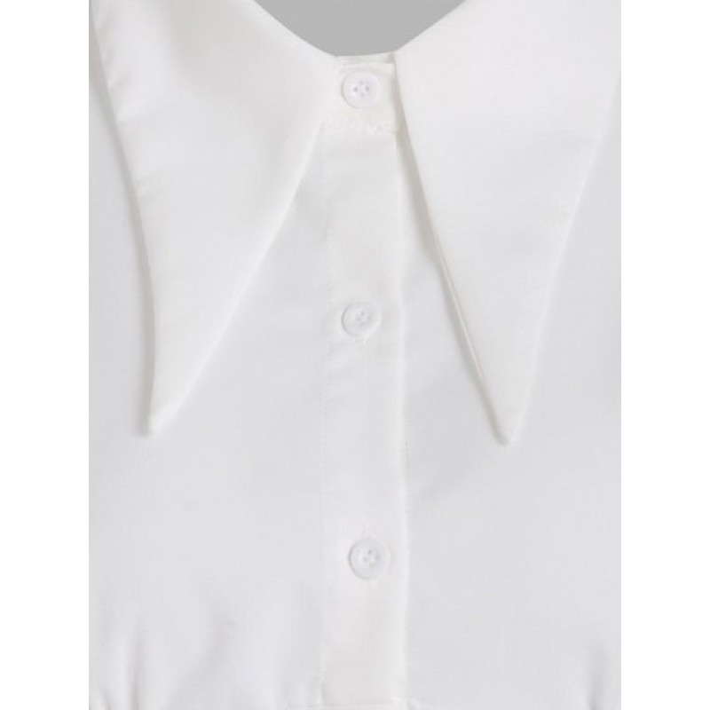 Dog Ear Collar Puff Sleeve Corset Style Shirt FC9960