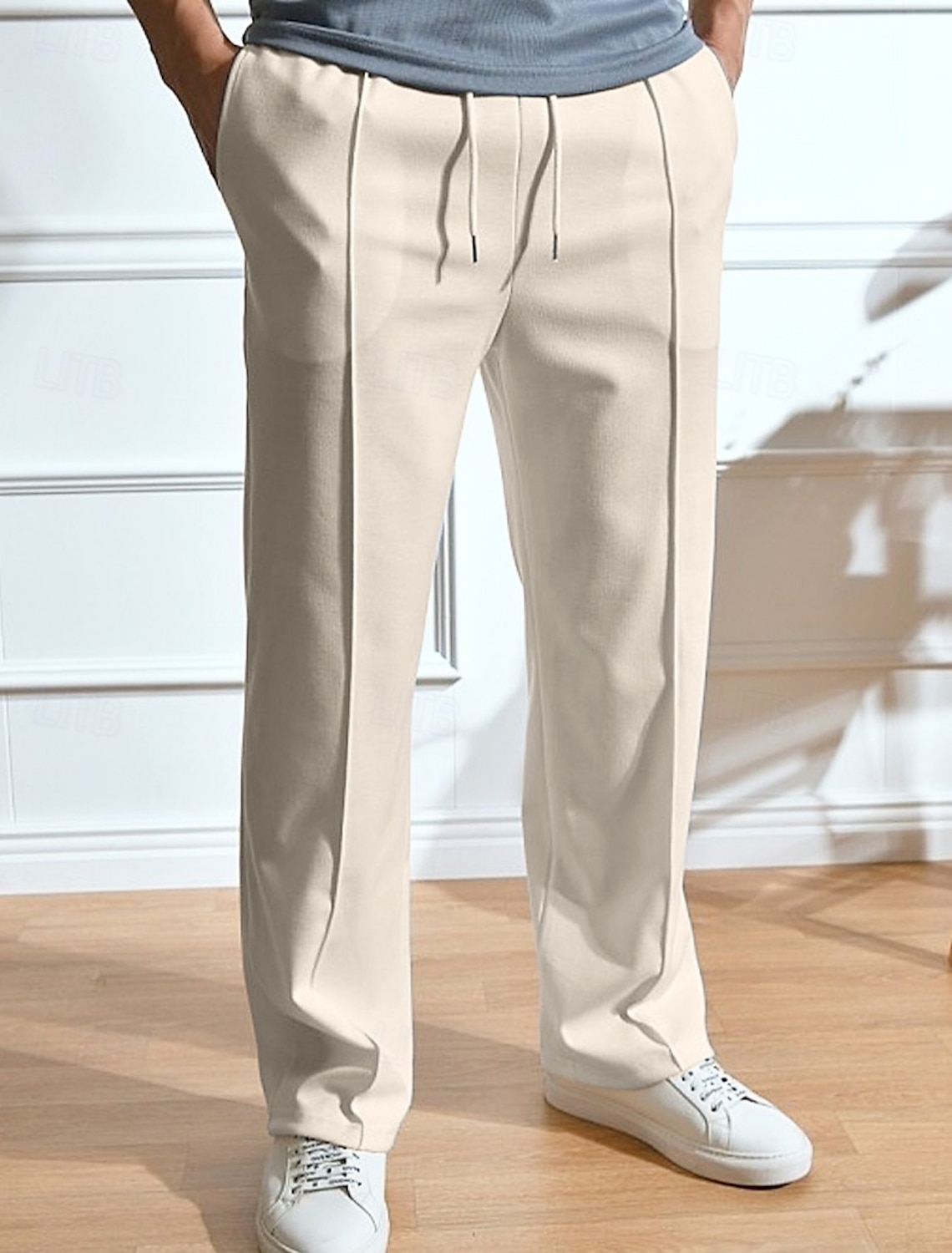 Men's Sweatpants Joggers Trousers Straight Leg Sweatpants Pleated Pants Drawstring Elastic Waist Plain Comfort Breathable Outdoor Daily Going out Fashion Casual Black White