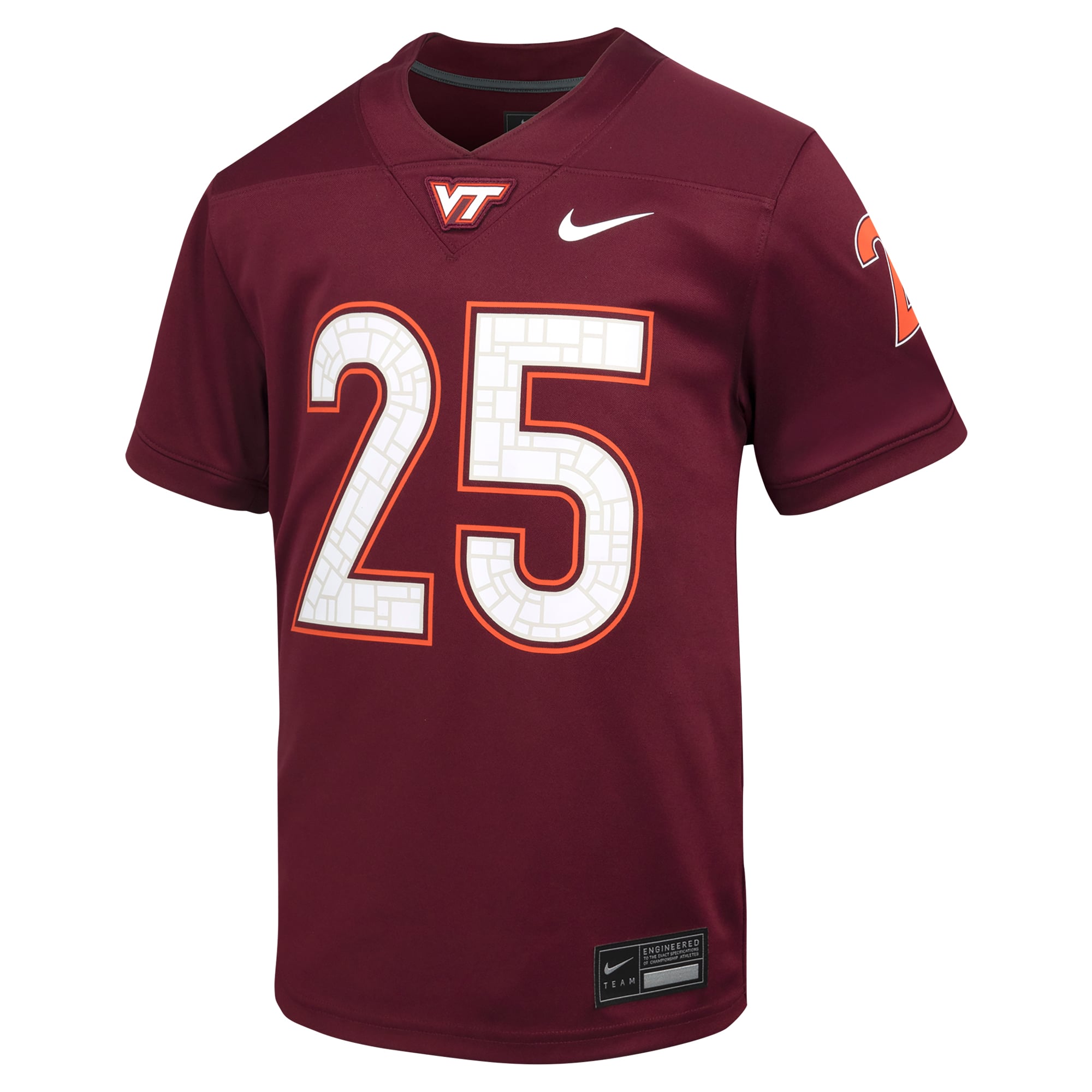 Youth #25 Maroon Virginia Tech Hokies Football Jersey