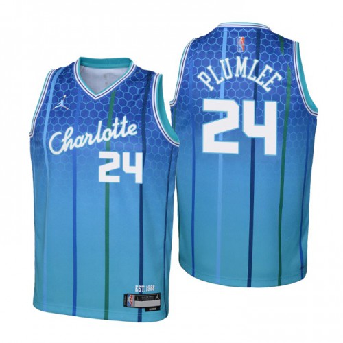 Charlotte Charlotte Hornets #24 Mason Plumlee Youth Nike Blue 2021/22 Swingman Jersey ¨C City Edition Youth