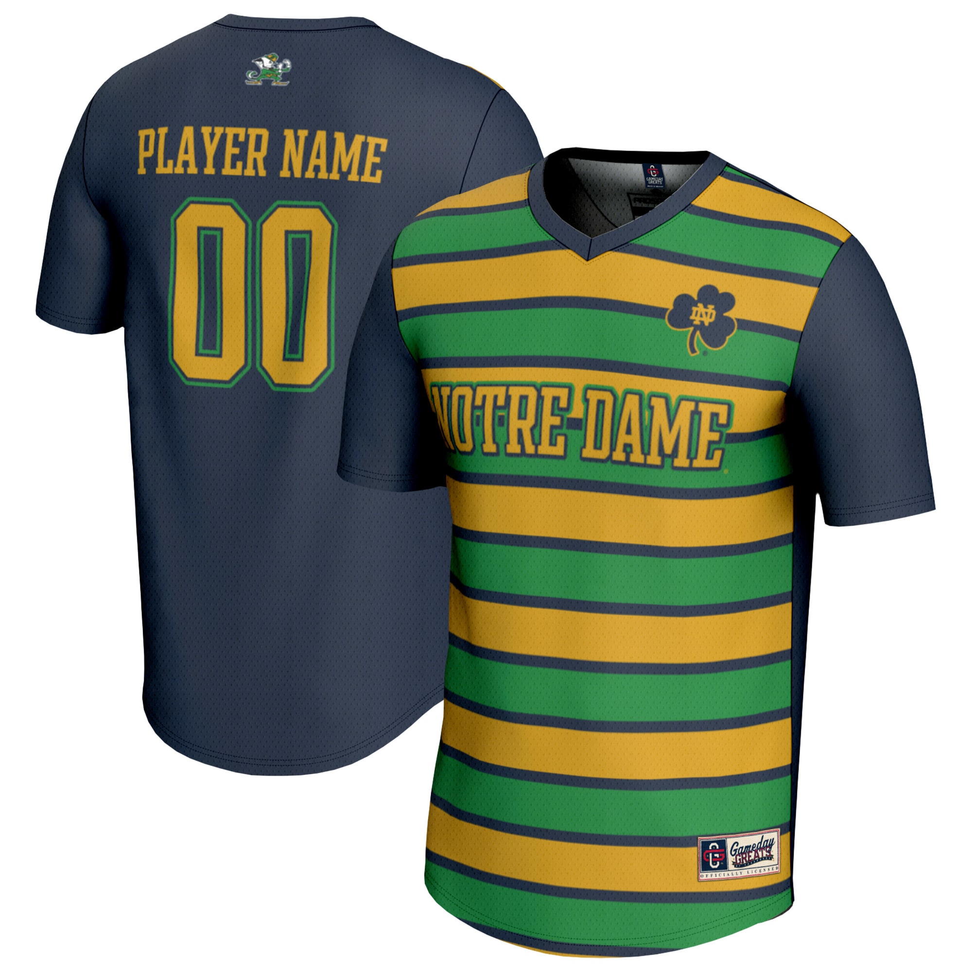 [NJP] Notre Dame Fighting Irish GameDay Greats Youth Collegiate Men's Soccer NIL Pick-A-Player Fashion Jersey - Navy/Gold