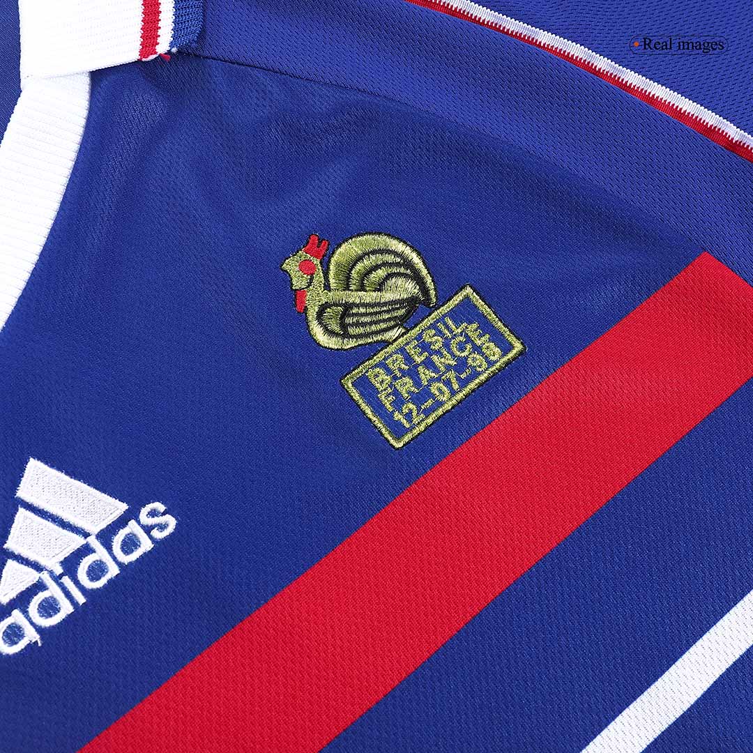 Retro ZIDANE #10 1998 France Home  Soccer Jersey Authentic Kit