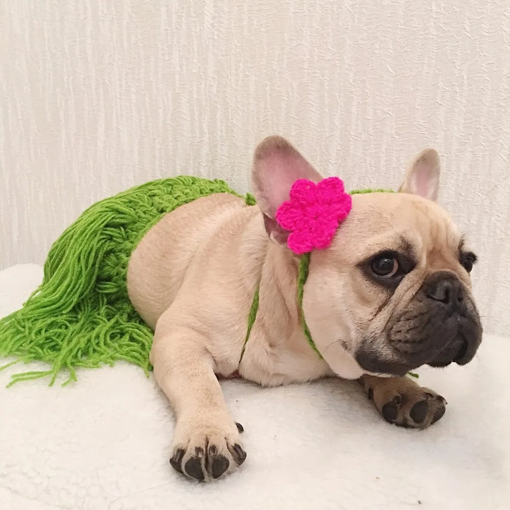 Grass Skirt Outfit With Flower Headband Paw Protection | Durable Build
