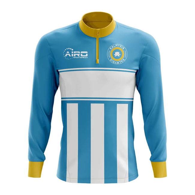 Cup Kalmykia Concept Football Half Zip Midlayer Top (Sky Blue-White)