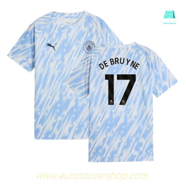 2025-2026 Man City Warm Up Jersey (Silver Sky) - Kids (De Bruyne 17)