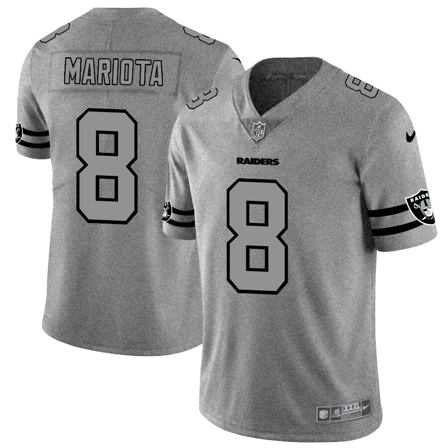 NFL O R Raiders #8 Marcus Mariota Gray Limited Jersey - High Quality