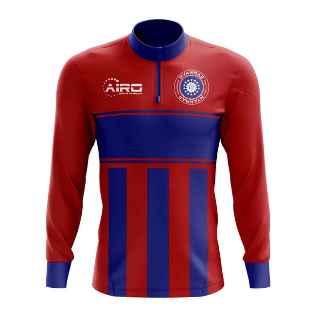 Championship Myanmar Concept Football Half Zip Midlayer Top (Red-Blue)