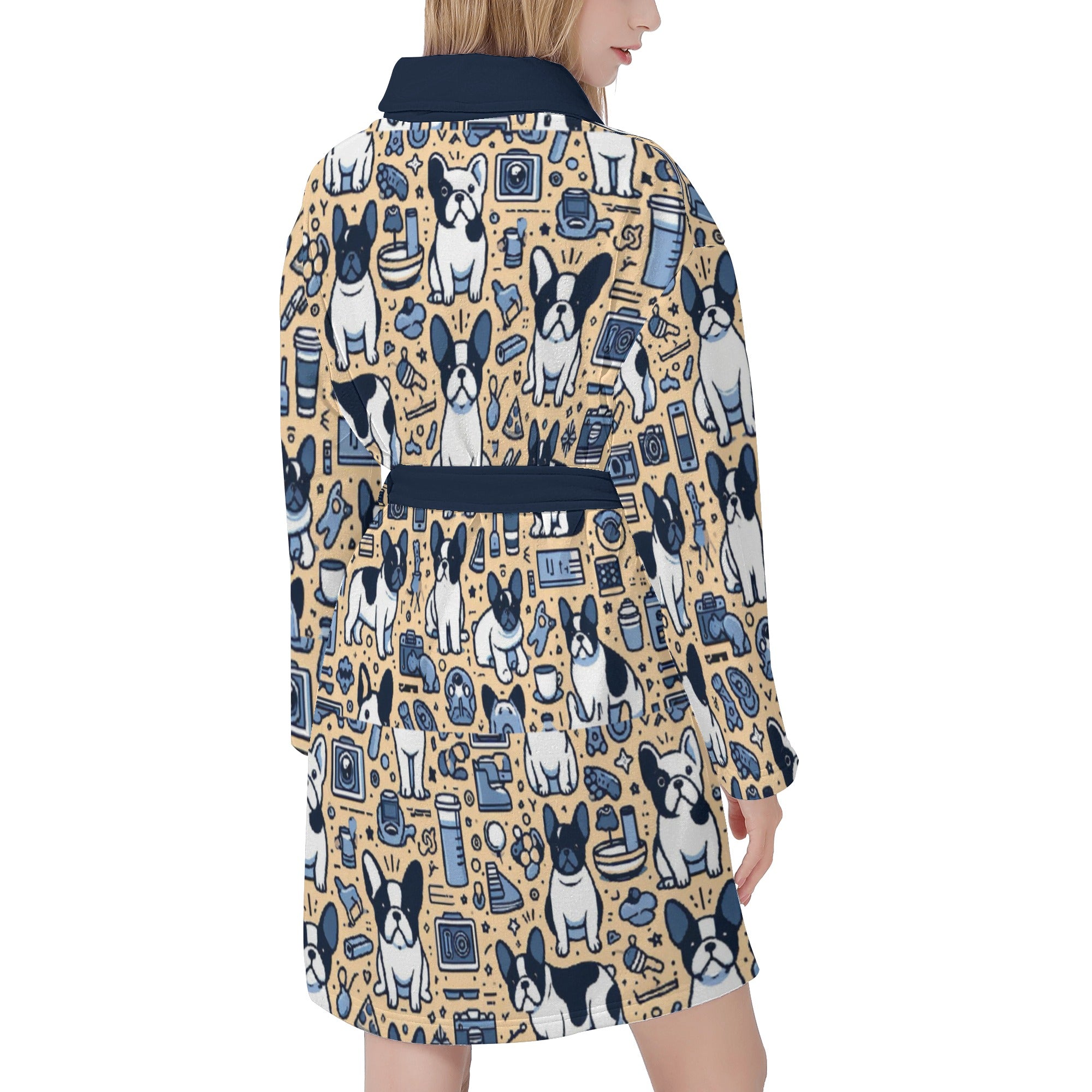 Vet-recommended Premium Roxy - Frenchie Women Bathrobe Indoor Use