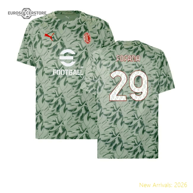 Authentic 2025-2026 Ac Milan Warm Up Jersey (Smokey Gray) (Fofana 29)