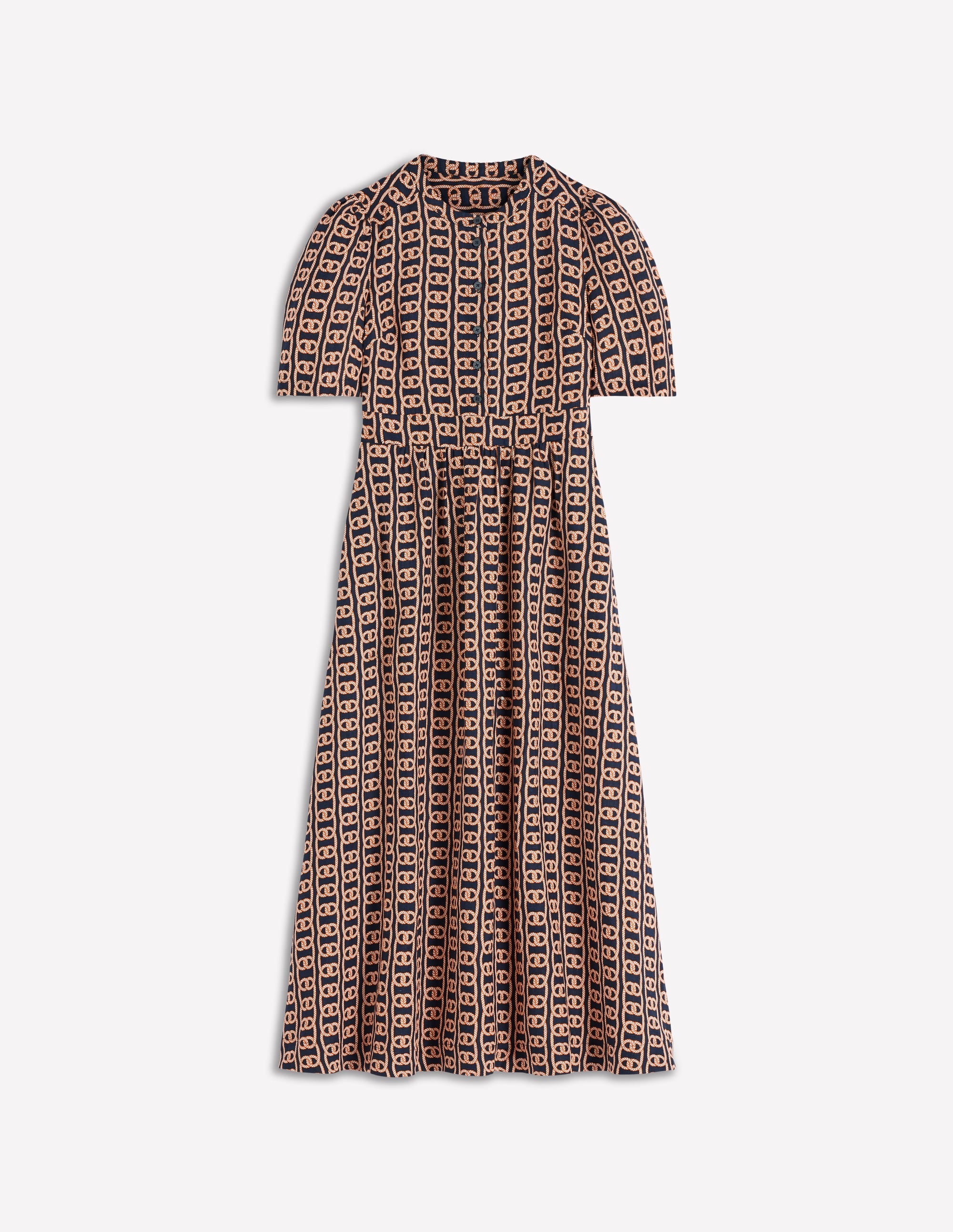 Ivy Placket Linen Midi Dress