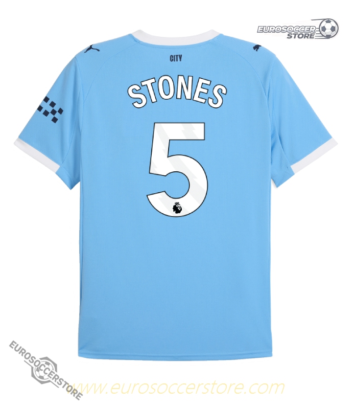 Manchester City 25-26 Season Home Jersey Featuring Stones #5